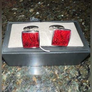 Joe A Bank Mens Red/Silver Cufflinks